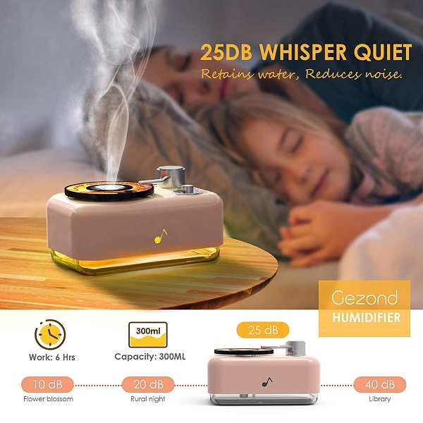 China Getter Mini Humidifier Cool Mist Air Humidifier for Bedroom, Kawaii  Decor Cute Portable Small Humidifier for Baby, Adjustable 280ml Last up to  6-8H, Waterless Auto Shut off, 7 Color LED Light